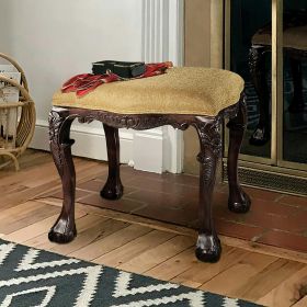 French Baroque Upholstered 4 Leg Bench