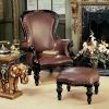 S/ Rococo Faux Leather Chair & Ottoman