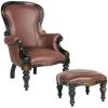 S/ Rococo Faux Leather Chair & Ottoman