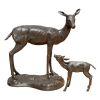 Standing Doe & Fawn Bronze Statues