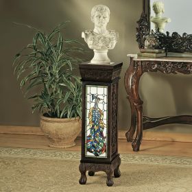 Peacock Stained Glass Pedestal