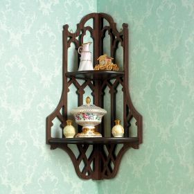 Canterbury Cathedral Gothic Wooden Corner Shelf