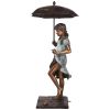 Singing In The Rain Umbrella Girl Bronze