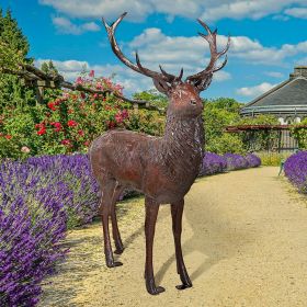 Standing Stag Deer Bronze Statue