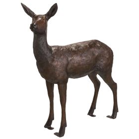 Standing Doe Deer Bronze Statue