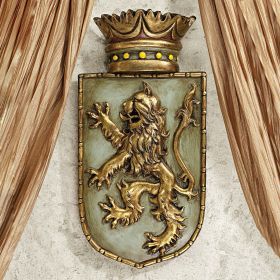 Medieval Rampant Lion Shield Plaque