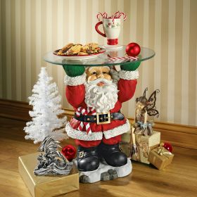 Santa Claus Holiday Glass Topped Table