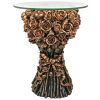 Table Of Roses Glass Topped Table