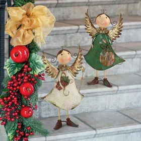 S/2 Holiday Helper Metal Angel Statues