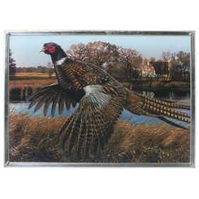 Pheasant Behind The Barn Art Glass