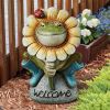 Flowery Frog Garden Welcome Statue