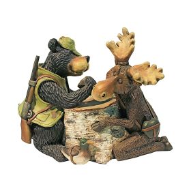 Moose & Black Bear Arm Wrestling Statue