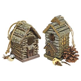 S/2 Backwoods Cabin Bird Houses