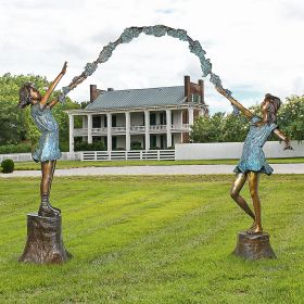 Flower Arbor Kids Bronze Garden Statue