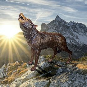 The Howl Of The Wild Wolf Bronze Statue