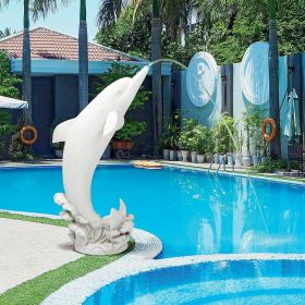 Large Tropical Tale Dolphin Piped Statue