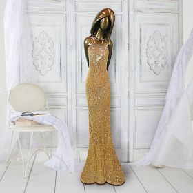 Woman In Gold Dress Floor Lamp