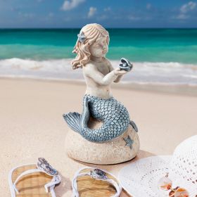 Little Girl Mermaid Holding Shell