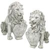 S/2 Classic Lions With Shields Sentry Statues