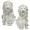 S/2 Classic Lions With Shields Sentry Statues