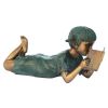 Bookworm Girl Reader Bronze Statue