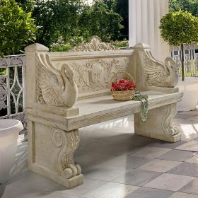 Giant Neoclassical Swan Garden Bench