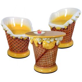 S/2 Ice Cream Cone Chairs & Table