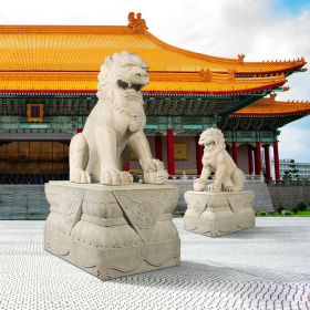 Female Foo Dogs With Plinth