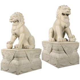 Male & Female Foo Dogs With Plinths