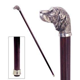 Hunting Dog Pewter Handle Walking Stick