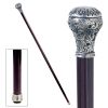 Ornate Ball Pewter Handle Walking Stick