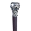 Ornate Ball Pewter Handle Walking Stick