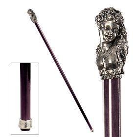 Bacchanal Maiden Pewter Walking Stick