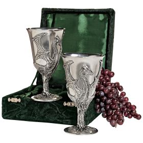 Boxed Pair Of Dragon Pewter Goblets