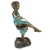 Skipping Flower Girl With Basket Bronze