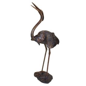 Grande Heron Head Low Bronze Statue