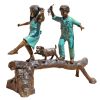 The Adventure Boy & Girl On A Log Bronze