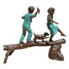 The Adventure Boy & Girl On A Log Bronze