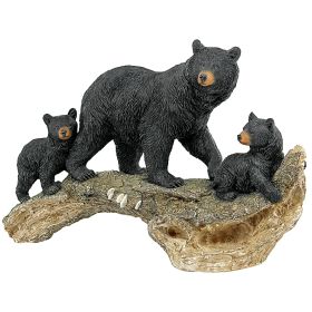 Momma Black Bear With Cubs Statue