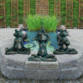 S/3 Yoga Frog Statues