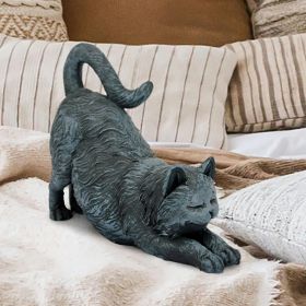 Playful Cat Stretching Statue