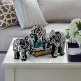 S/3 Black & White Elephants