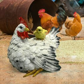 Barnyard Mother Hen And Chick Statue