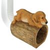 Golden Retriever On Log Rain Gutter