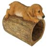 Golden Retriever On Log Rain Gutter