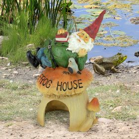 Gnomes Frog House Garden Statue