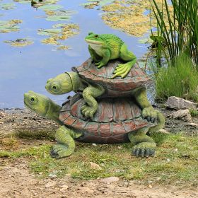 Two Turtles Stacked With Frog