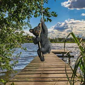 Swinging Bocephus Bear On Rope Statue