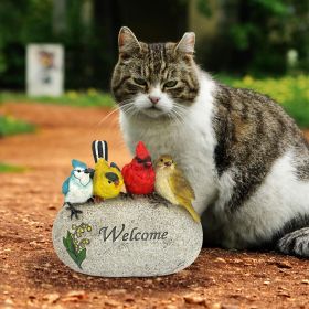 Birdy Welcome Garden Stone Statue Medium