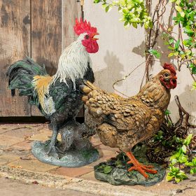 Set Of Henrietta Hen & Rooster Statues